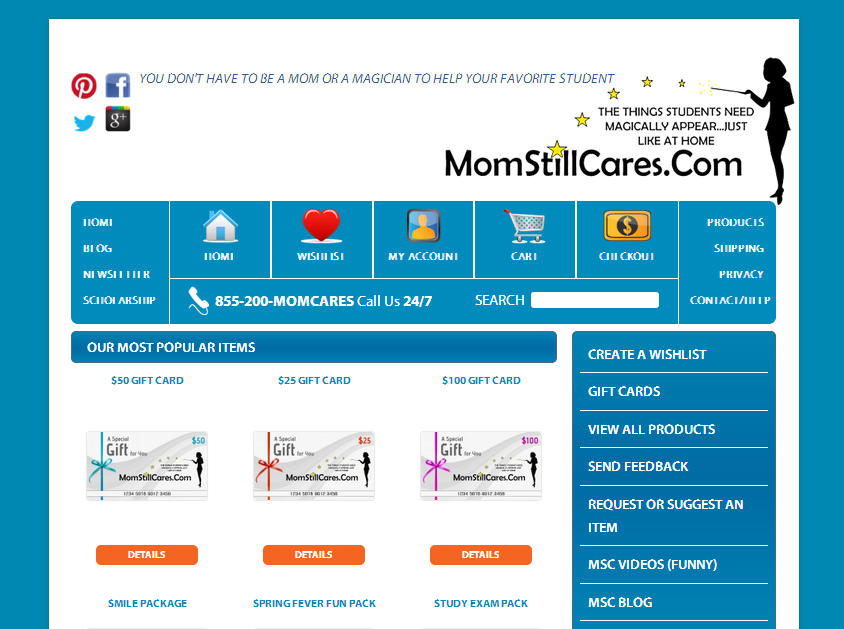 MonStillCares e commerce website